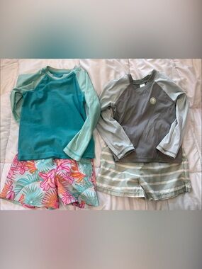 Rash Guard Swim Tops with Swim Short Bundle